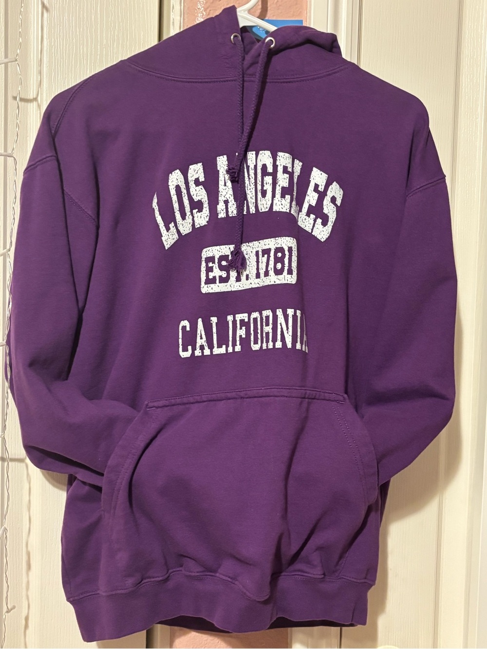 Los Angeles Apparel Purple Hoodie with White 'Los Angeles California' Graphic